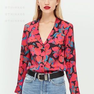❤️ TOPSHOP Abstract Multicolor Floral Blouse